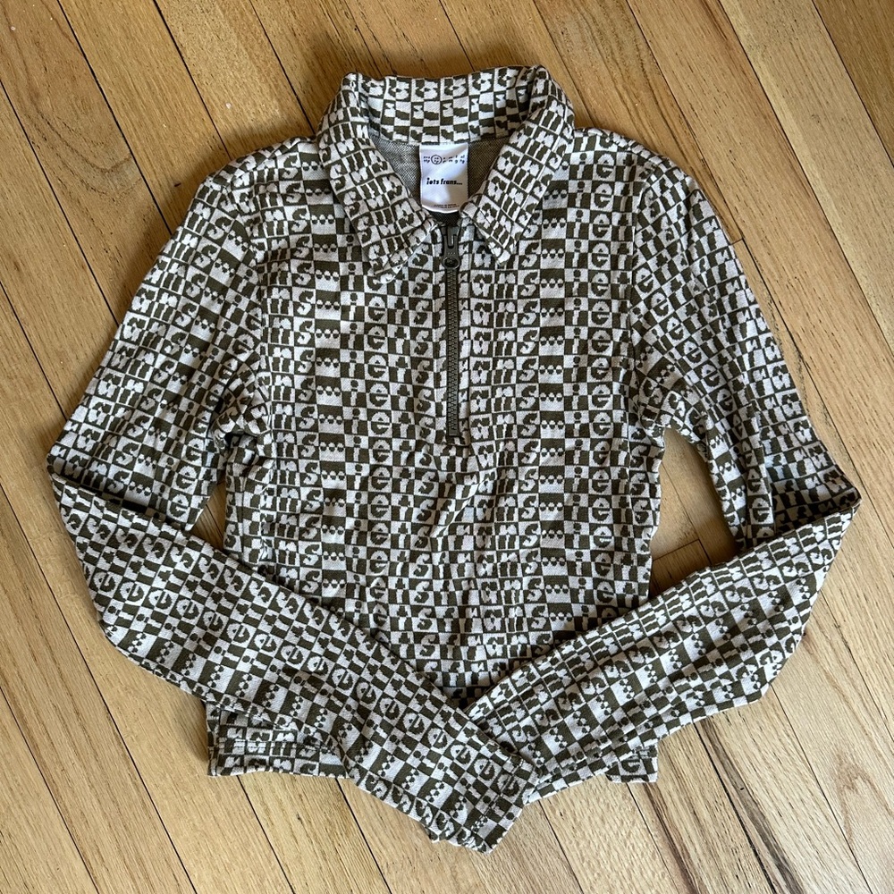 Urban Outfitters (lets Frans) Patterned Zip-Up Top